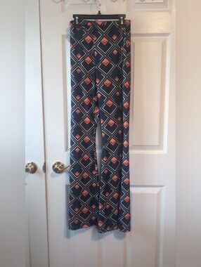 Zara Retro Geometric Print Wide Leg Flare Pants